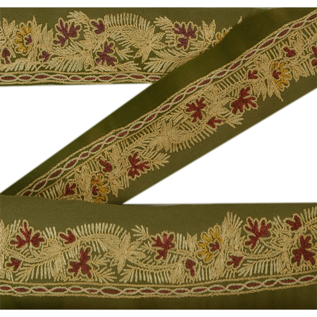 Sanskriti Vintage 1 Yd Sari Border Aari Work Hand Embroidered Craft Ribbon Lace