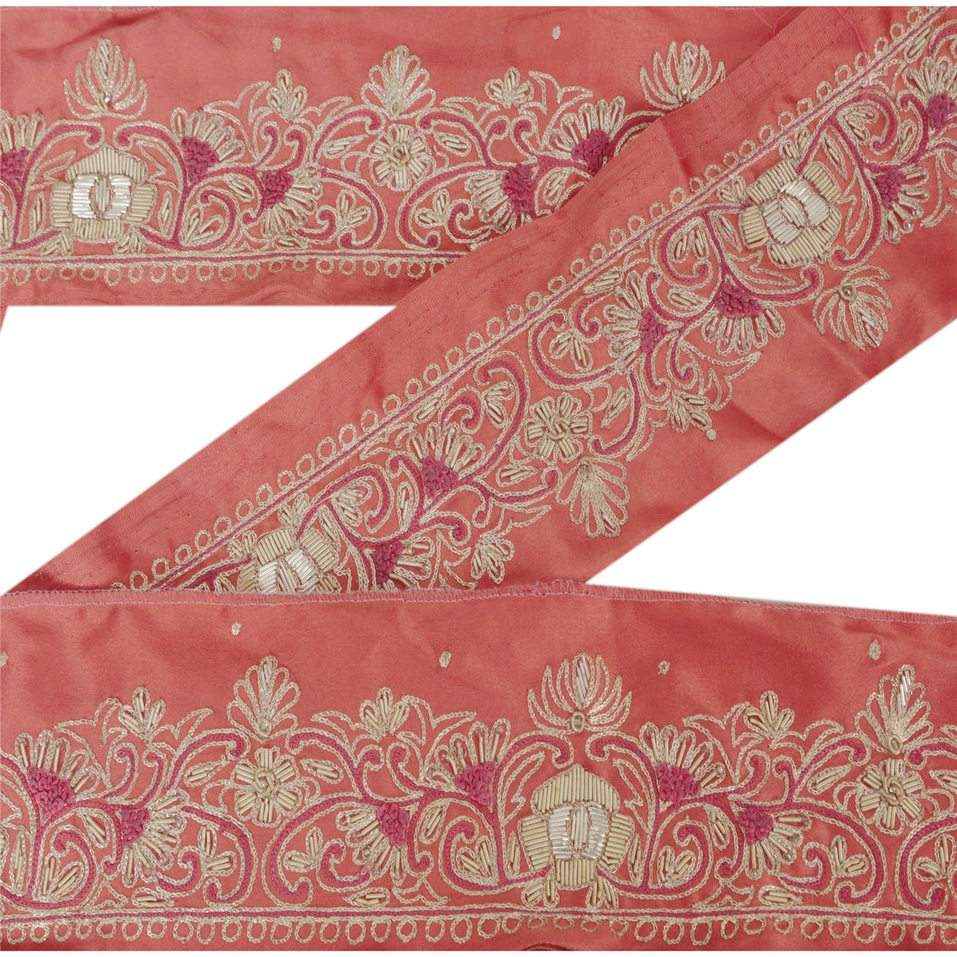 Sanskriti Vintage 5 YD Sari Border Hand Embroidered Sewing Craft Zardozi Lace