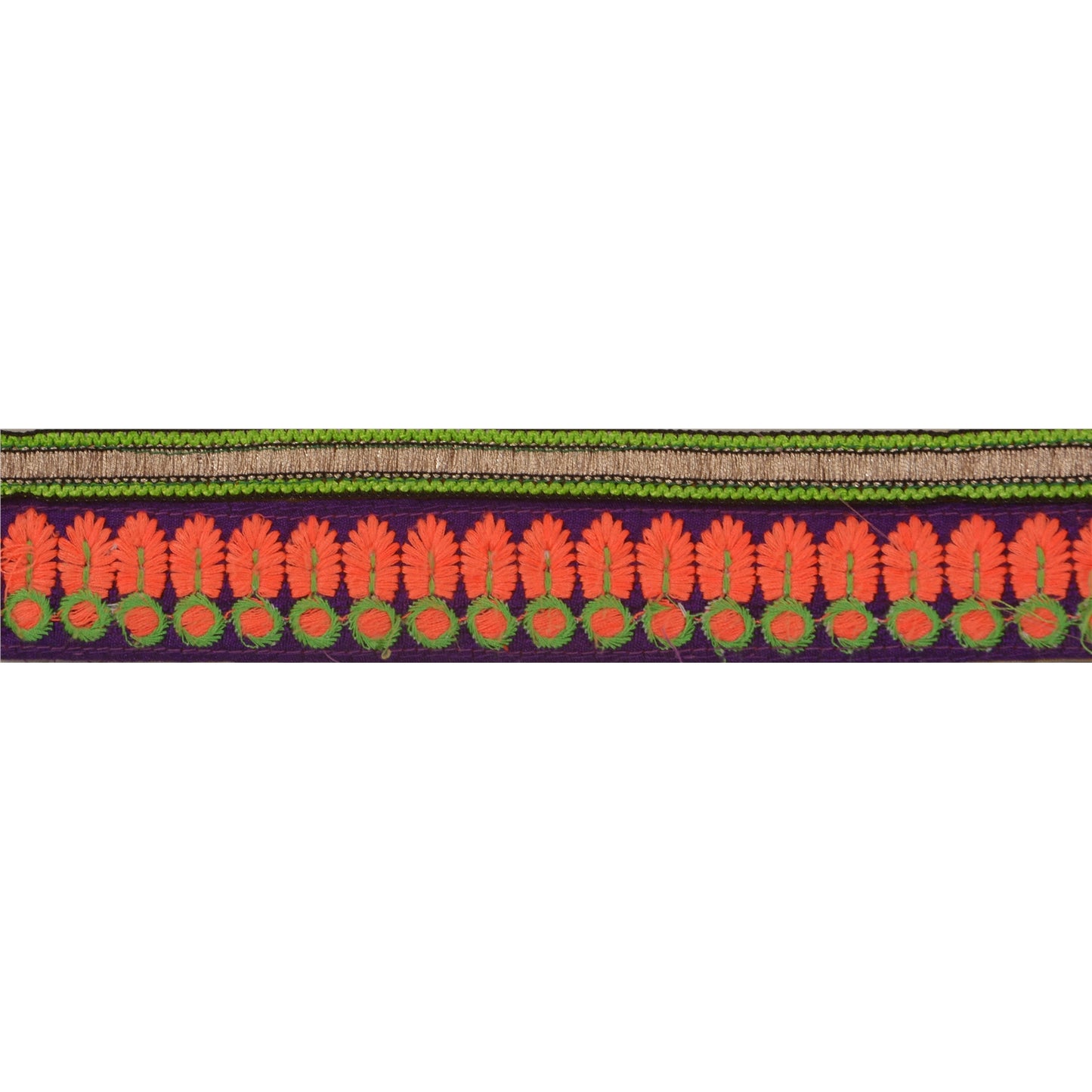 Sanskriti Vintage 1 Yd Sari Border Hand Embroidered Ribbon Purple Craft Lace