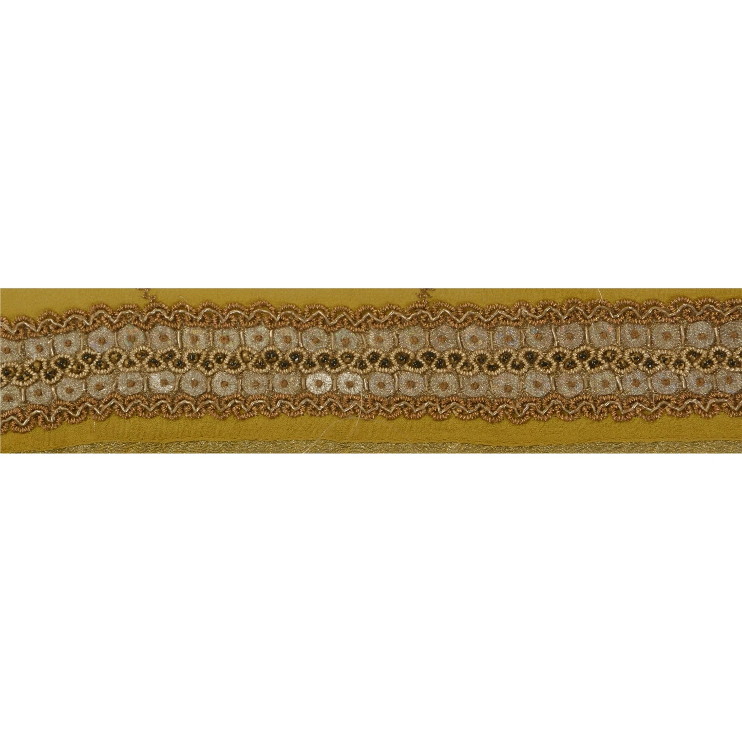 Sanskriti Vintage 1 Yd Sari Border Hand Beaded Craft Ribbon Green Dabka Lace