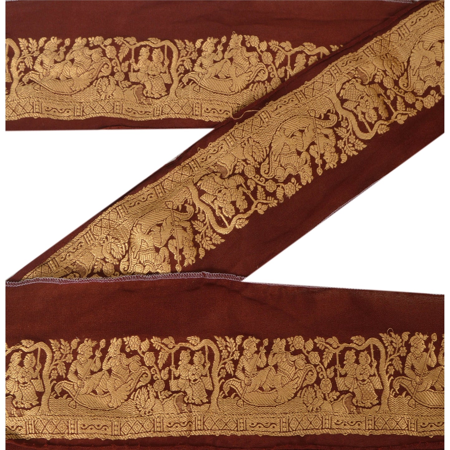 Sanskriti Vintage 1 Yd Sari Border Woven Craft Sewing Baluchari 2"W Lace