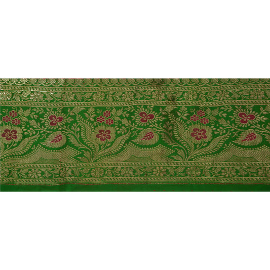 Sanskriti Vintage 1 Yd Trim Grøn Sari Kant Vævet Brokade Håndværk Syblonde