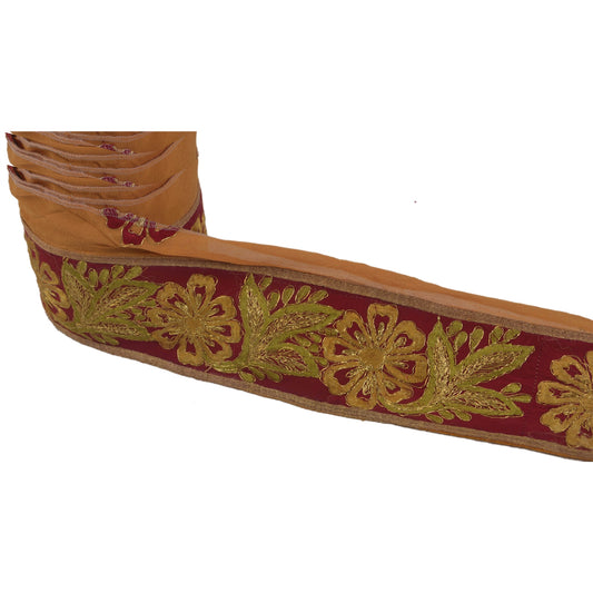 Sanskriti Vintage 1 Yd Sari Border Embroidered Sewing Craft Trims Saffron Lace