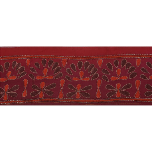 Sanskriti Vintage 1 Yd Sari Border Hand Beaded Trim Sewing Purple Craft Lace