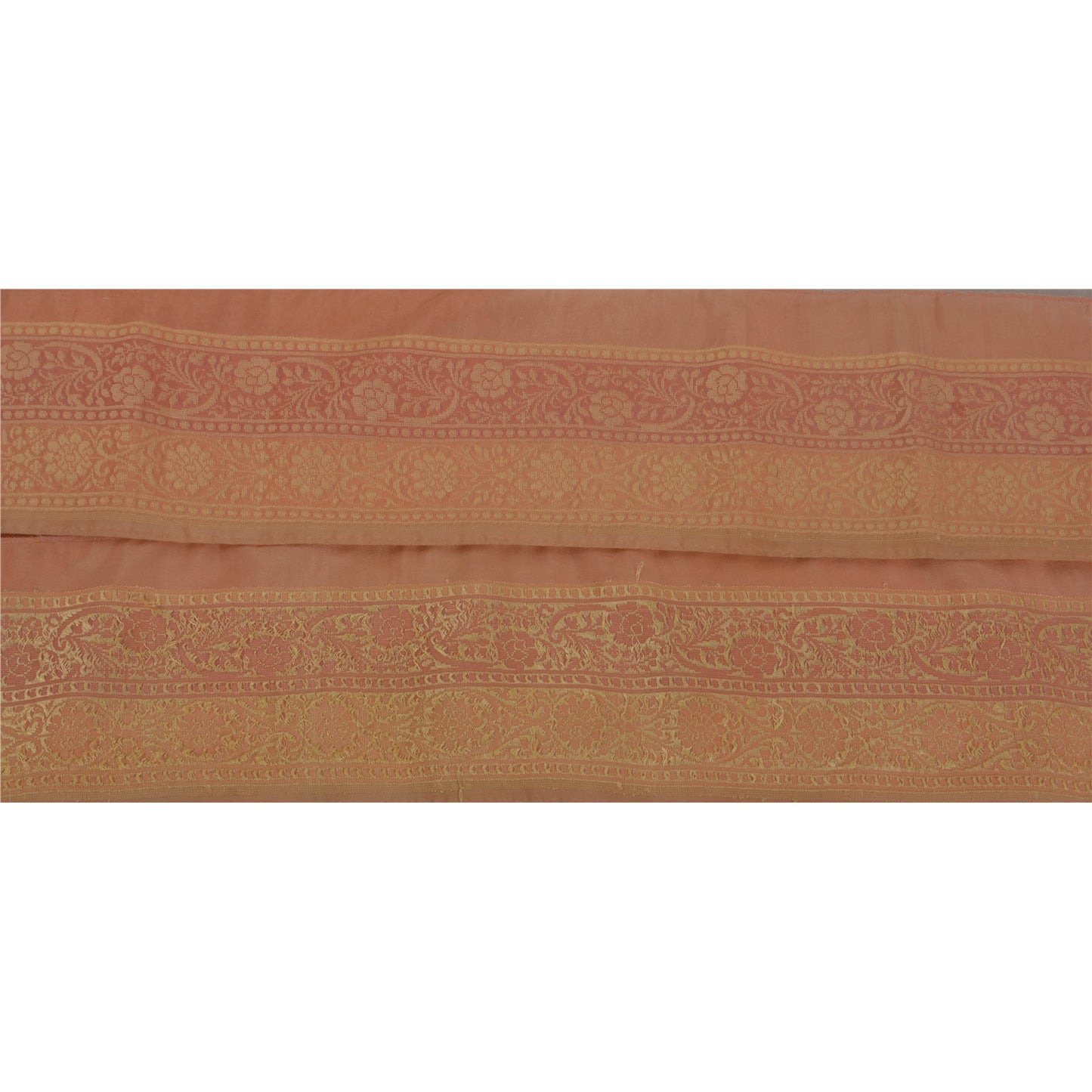 Sanskriti Vintage 1 Yd Sari Border Woven Trim Sewing Peach Craft Floral Lace