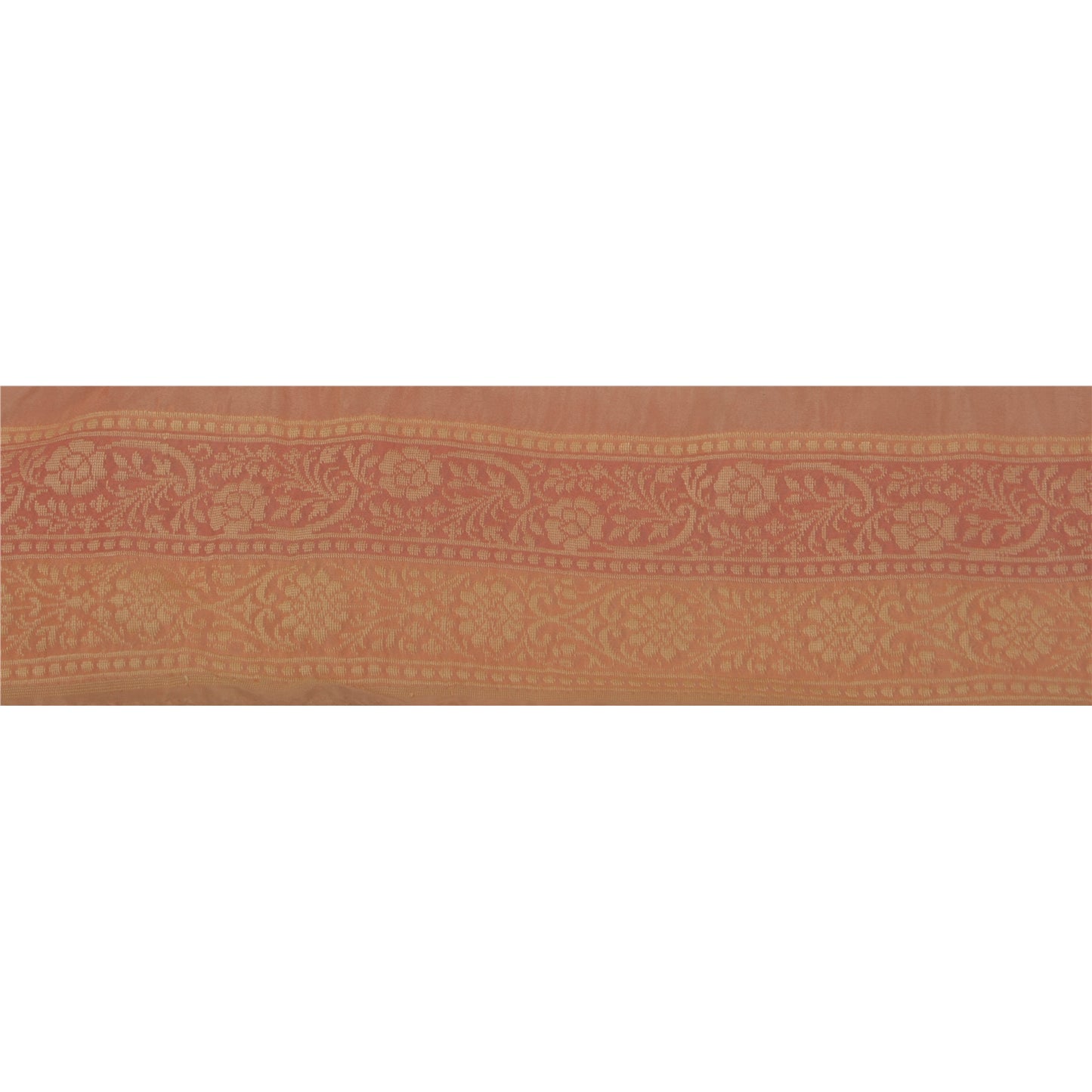 Sanskriti Vintage 1 Yd Sari Border Woven Trim Sewing Peach Craft Floral Lace