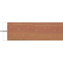 Load image into Gallery viewer, Sanskriti Vintage 5 YD Sari Border Woven Trim Sewing Peach Craft Floral Lace

