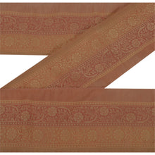 Load image into Gallery viewer, Sanskriti Vintage 5 YD Sari Border Woven Trim Sewing Peach Craft Floral Lace
