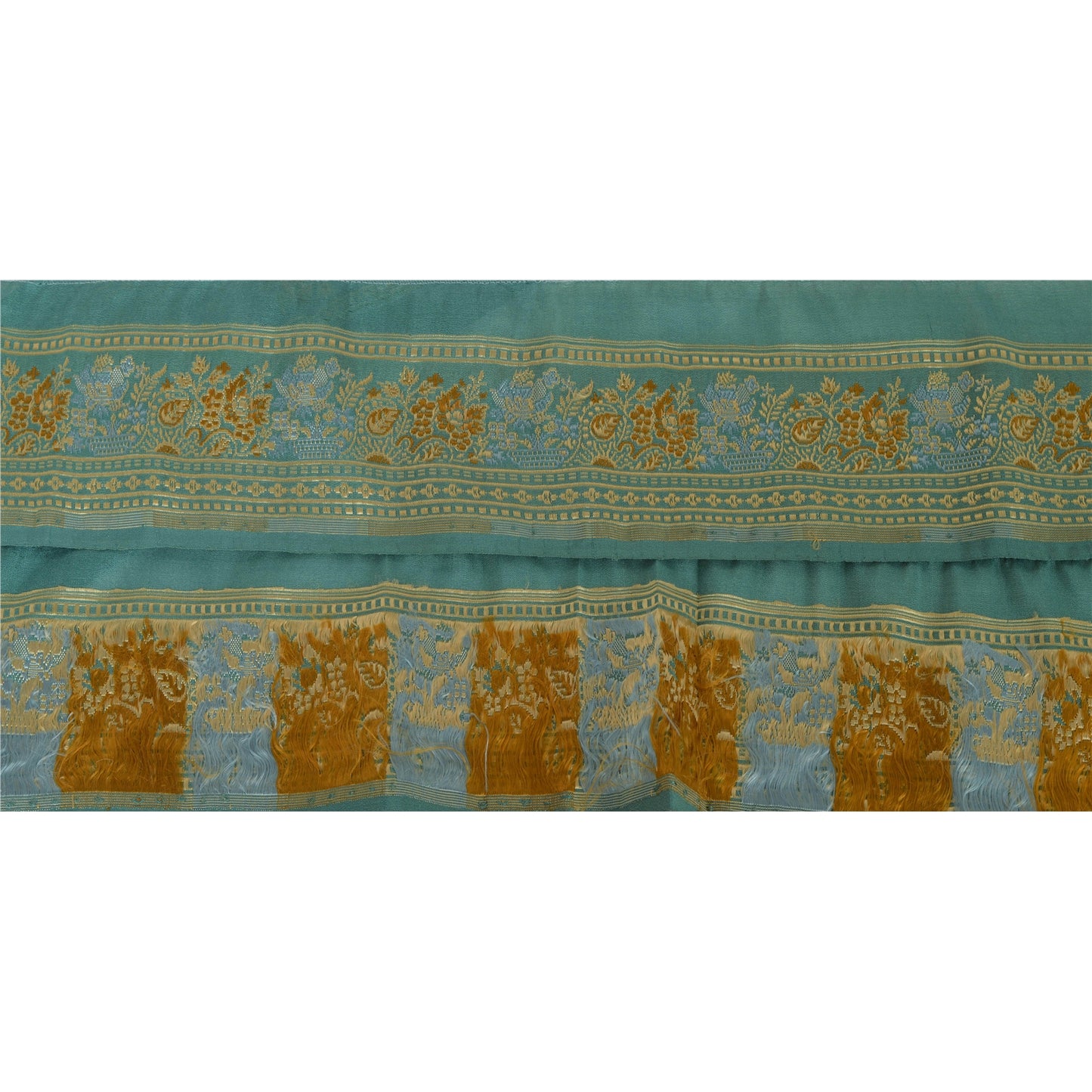 Sanskriti Vintage 1 Yd Sari Border Woven Trim Sewing Green Craft Indian Lace