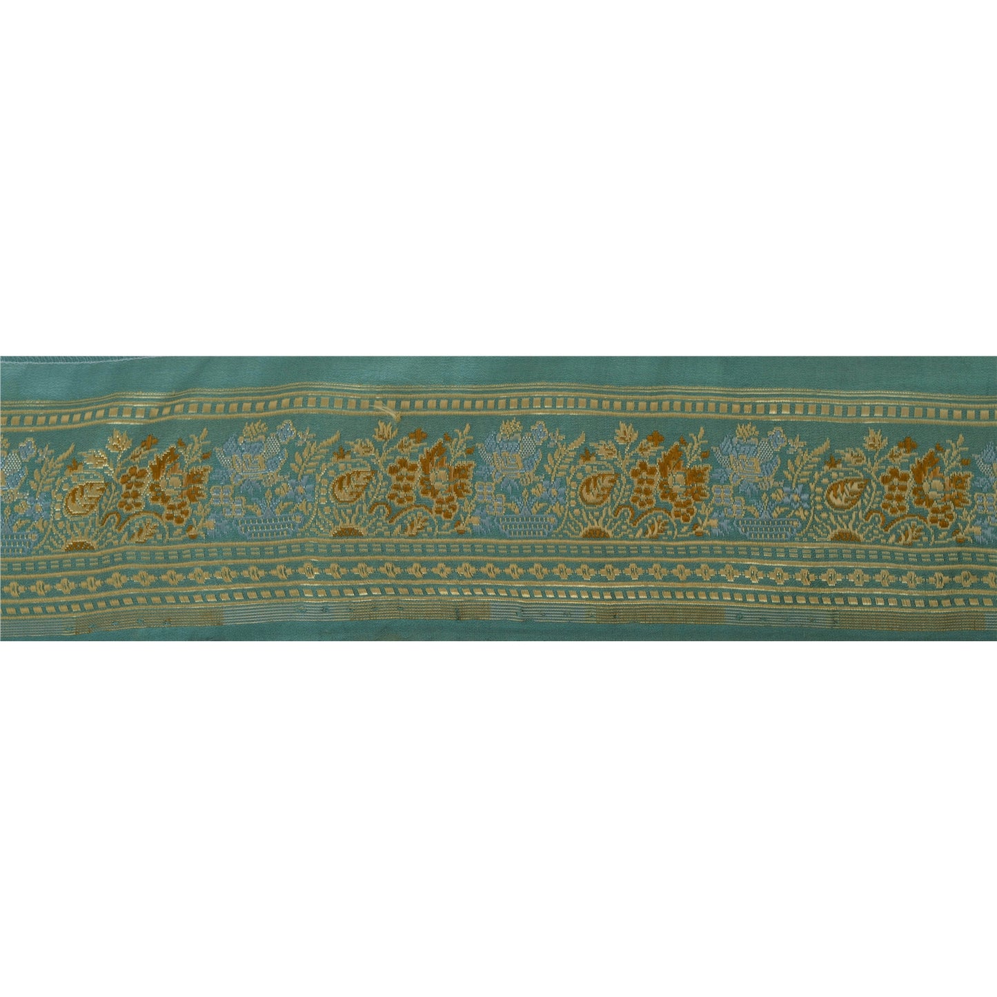 Sanskriti Vintage 1 Yd Sari Border Woven Trim Sewing Green Craft Indian Lace