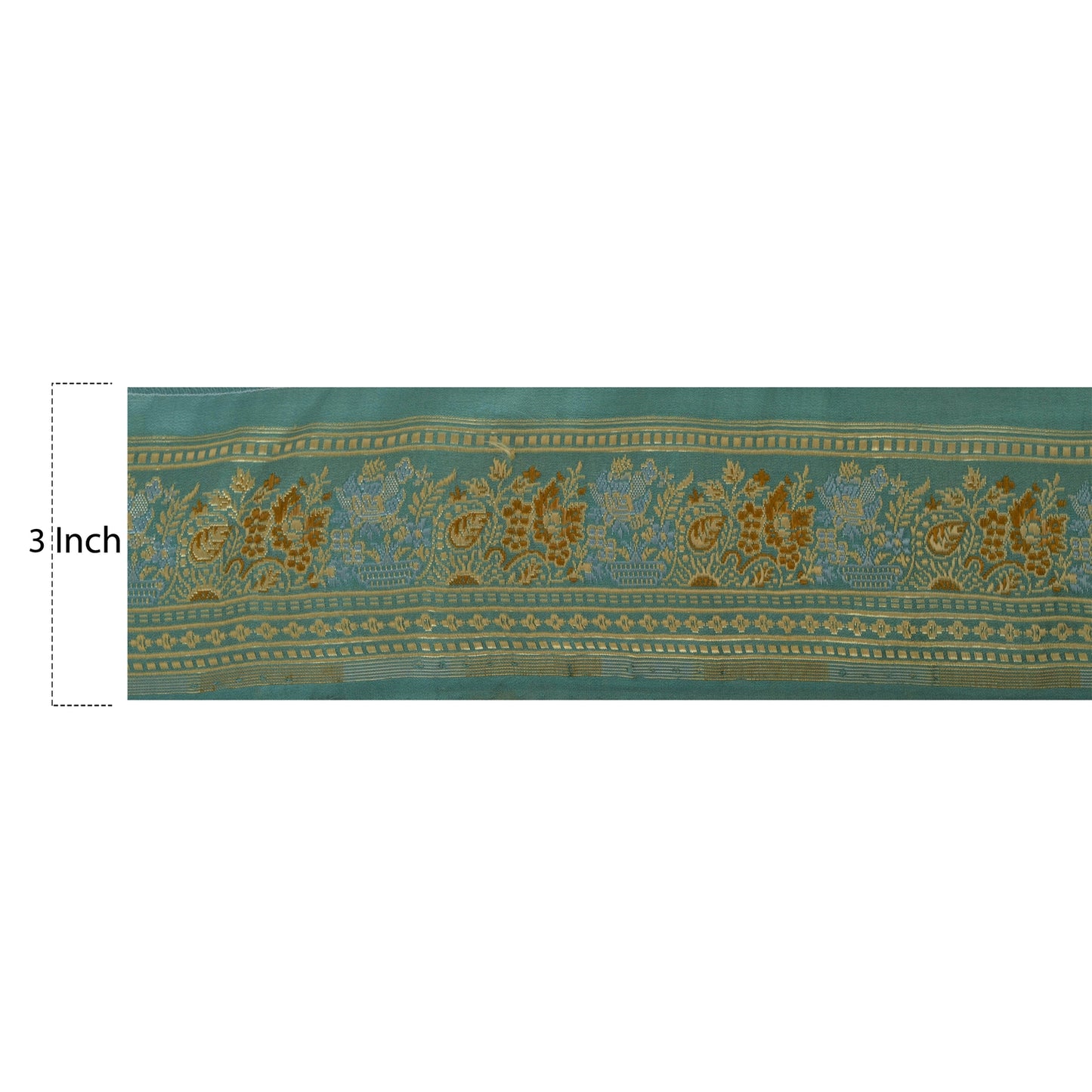 Sanskriti Vintage 1 Yd Sari Border Woven Trim Sewing Green Craft Indian Lace