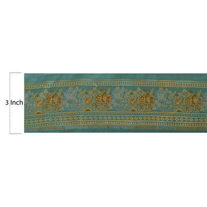 Sanskriti Vintage 1 Yd Sari Border Woven Trim Sewing Green Craft Indian Lace