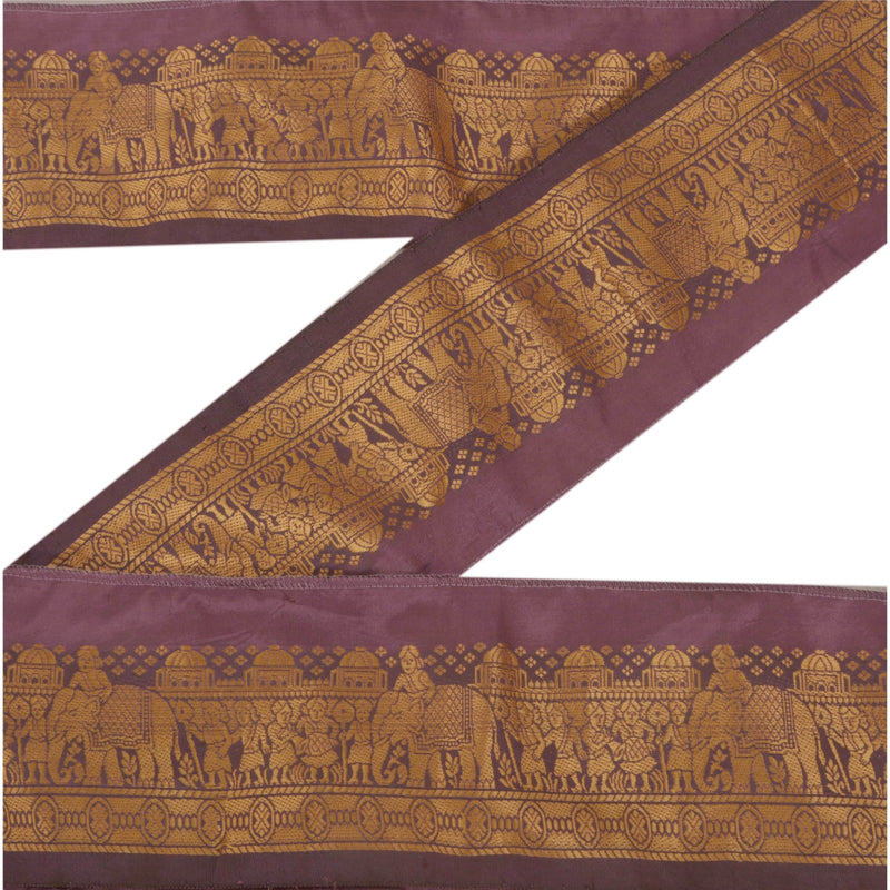 Sanskriti Vintage 1 Yd Sari Border 2.5"W Baluchari Trim Sewing Craft Purple Lace