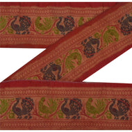 Sanskriti Vintage 3 YD Sari Border Woven Trim Sewing Dark Red Craft Decor Lace