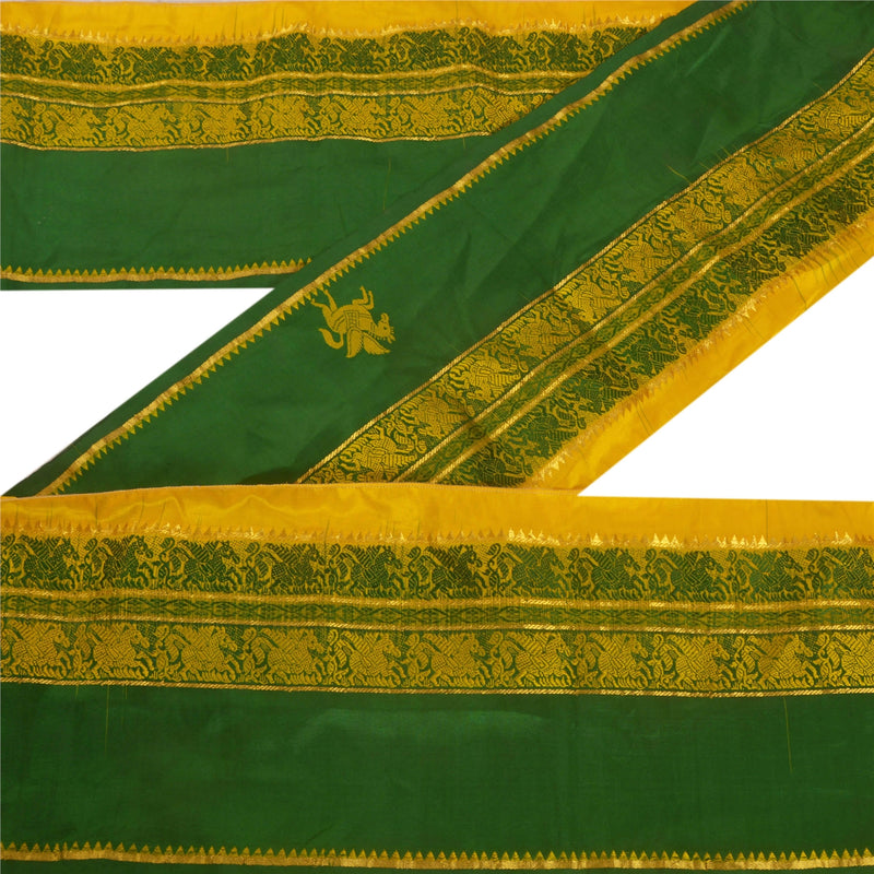 Sanskriti Vintage 1 Yd Sari Kant Vævet Kant Syning Grøn Håndværk Dekor Blonde