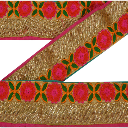 Sanskriti Vintage 1 Yd Sari Border Embroidered Sewing Craft Trims Decor Lace