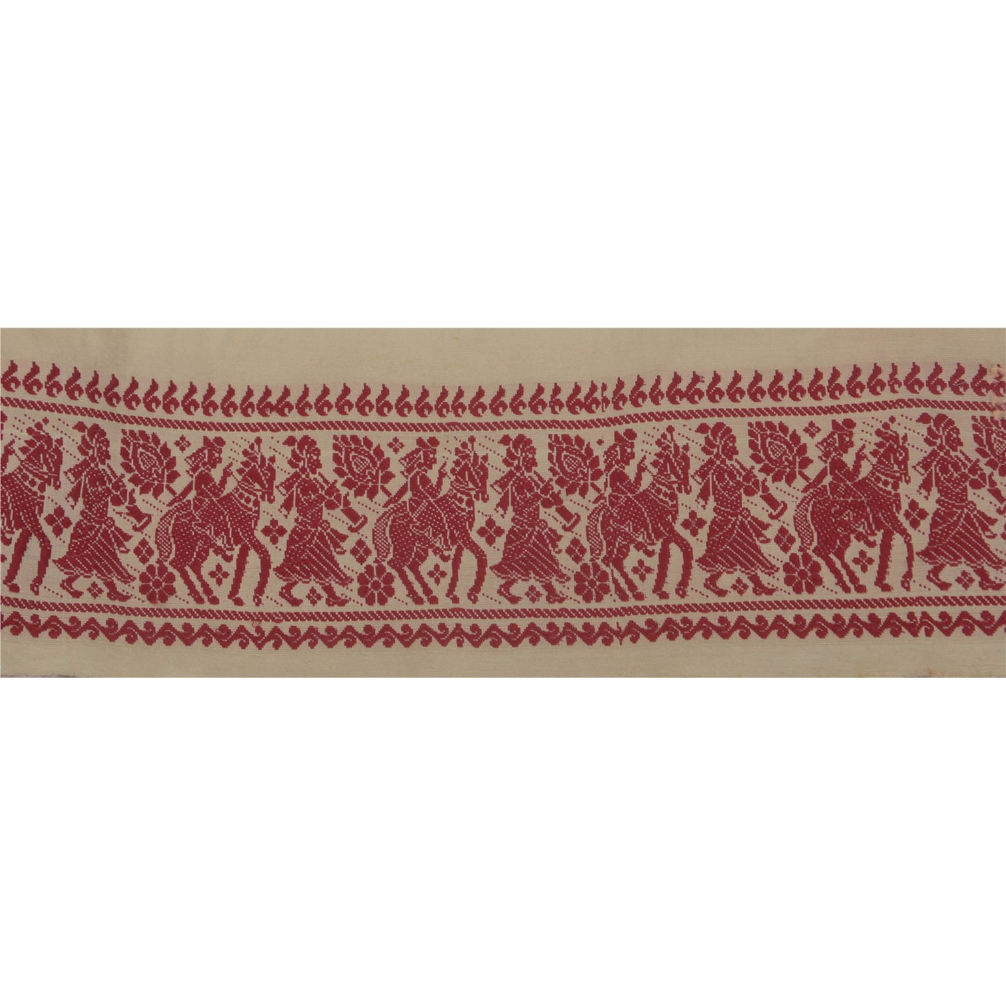 Sanskriti Vintage 1 Yd Sari Border Woven Baluchari Trim Sewing 3.2"W Craft Lace