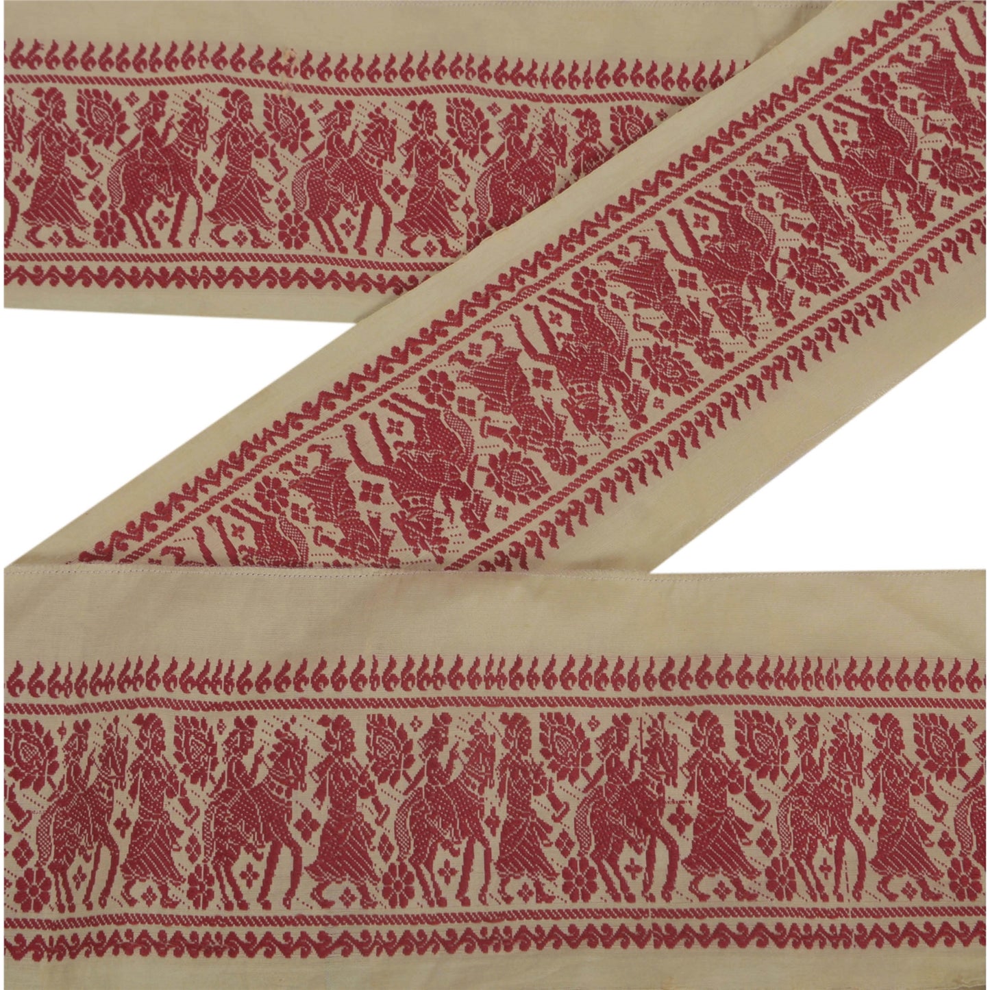 Sanskriti Vintage 1 Yd Sari Border Woven Baluchari Trim Sewing 3.2"W Craft Lace