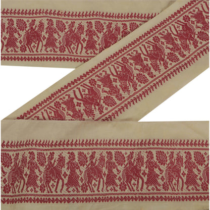 Sanskriti Vintage 1 Yd Sari Border Woven Baluchari Trim Sewing 3.2"W Craft Lace