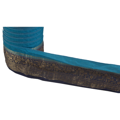 Sanskriti Vintage 1 Yd Trim Sari Border Brocade Craft Sewing Blue 2.5"W Lace
