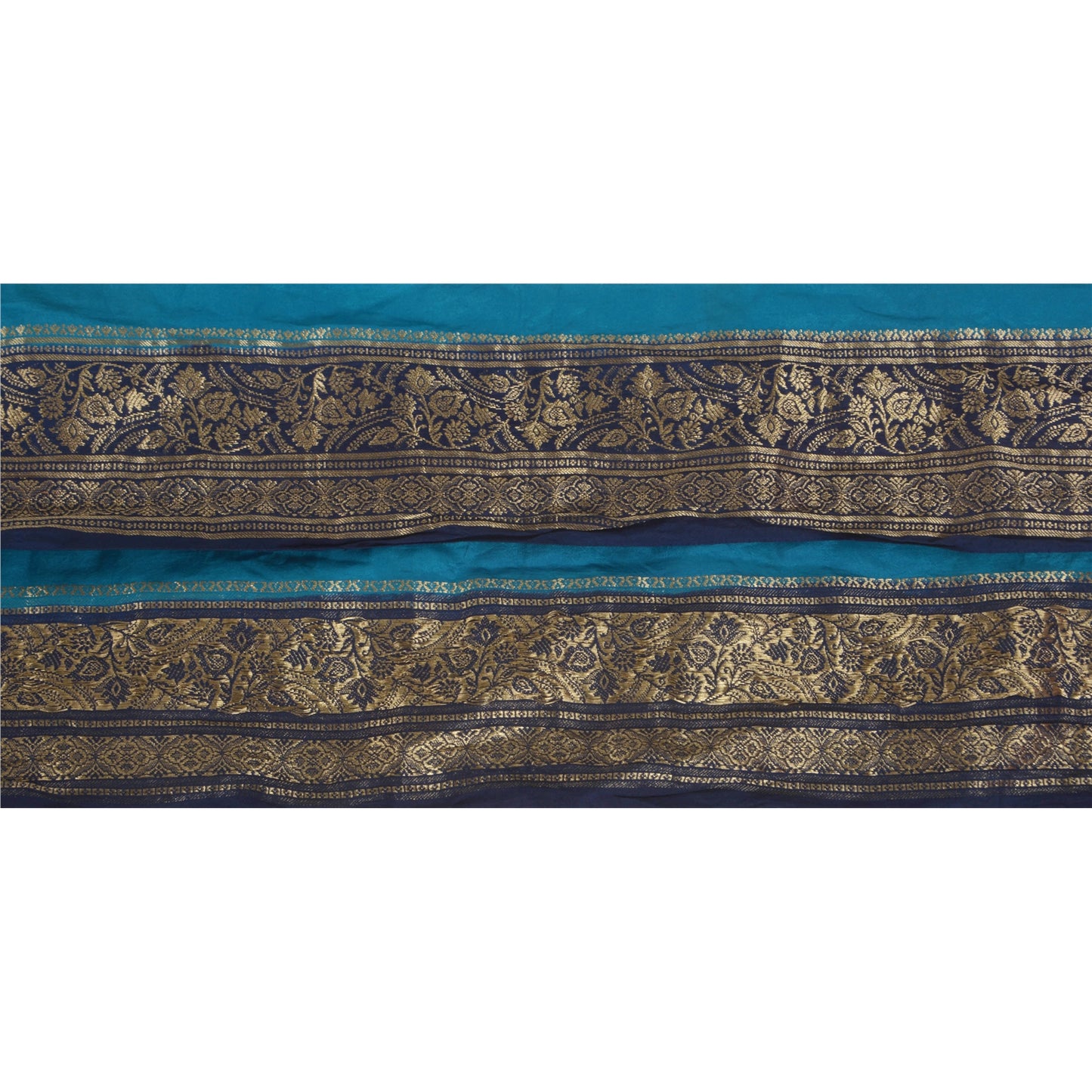 Sanskriti Vintage 1 Yd Trim Sari Border Brocade Craft Sewing Blue 2.5"W Lace