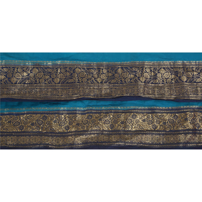 Sanskriti Vintage 1 Yd Trim Sari Border Brocade Craft Sewing Blue 2.5"W Lace