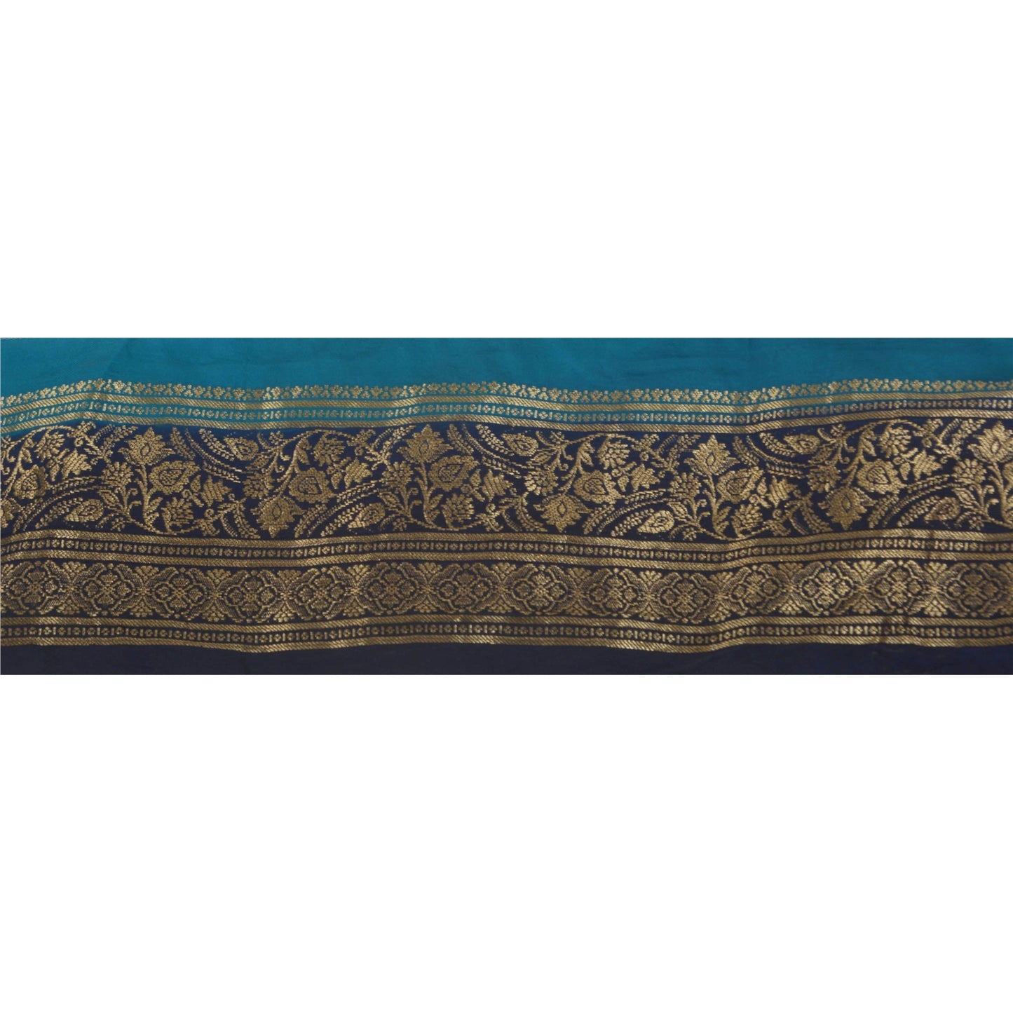 Sanskriti Vintage 1 Yd Trim Sari Border Brocade Craft Sewing Blue 2.5"W Lace