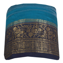 Load image into Gallery viewer, Sanskriti Vintage 7 YD Trim Sari Border Brocade Craft Sewing Blue 2.5&quot;W Lace
