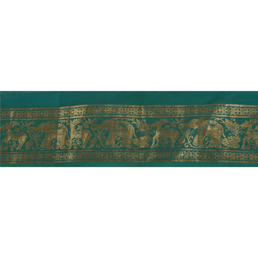 Sanskriti Vintage 1 Yd Trim Grøn Sari Kant Vævet Brokade Håndværk Syblonde