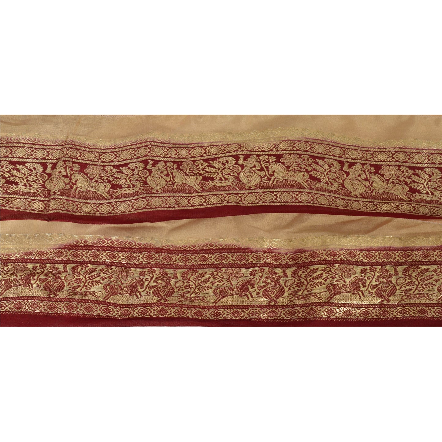 Sanskriti Vintage 2.5"W Brocade Banarasi Sari 1 Yd Border Craft Trim Sewing Lace
