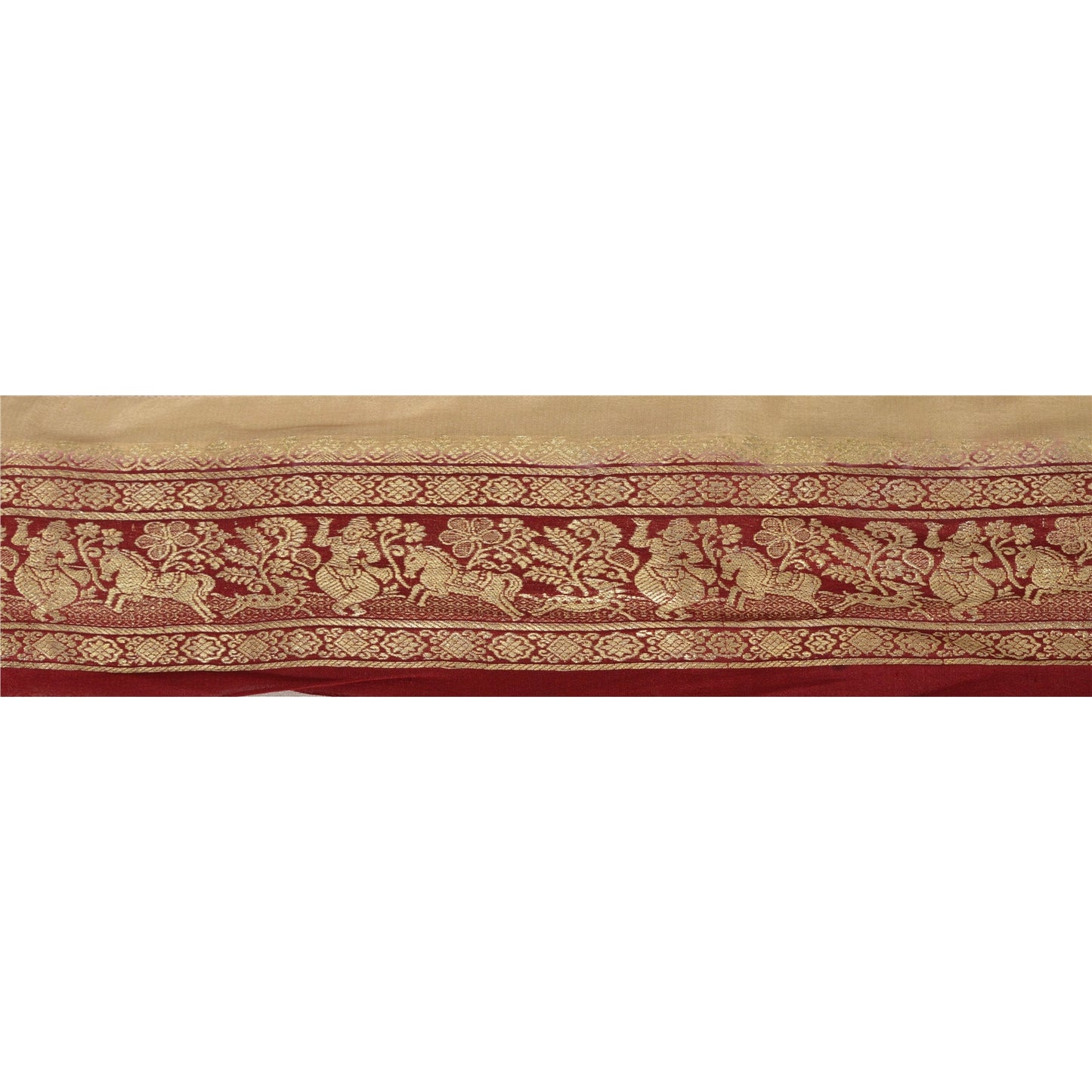 Sanskriti Vintage 2.5"W Brocade Banarasi Sari 1 Yd Border Craft Trim Sewing Lace