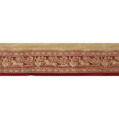 Sanskriti Vintage 2.5"W Brocade Banarasi Sari 1 Yd Border Craft Trim Sewing Lace