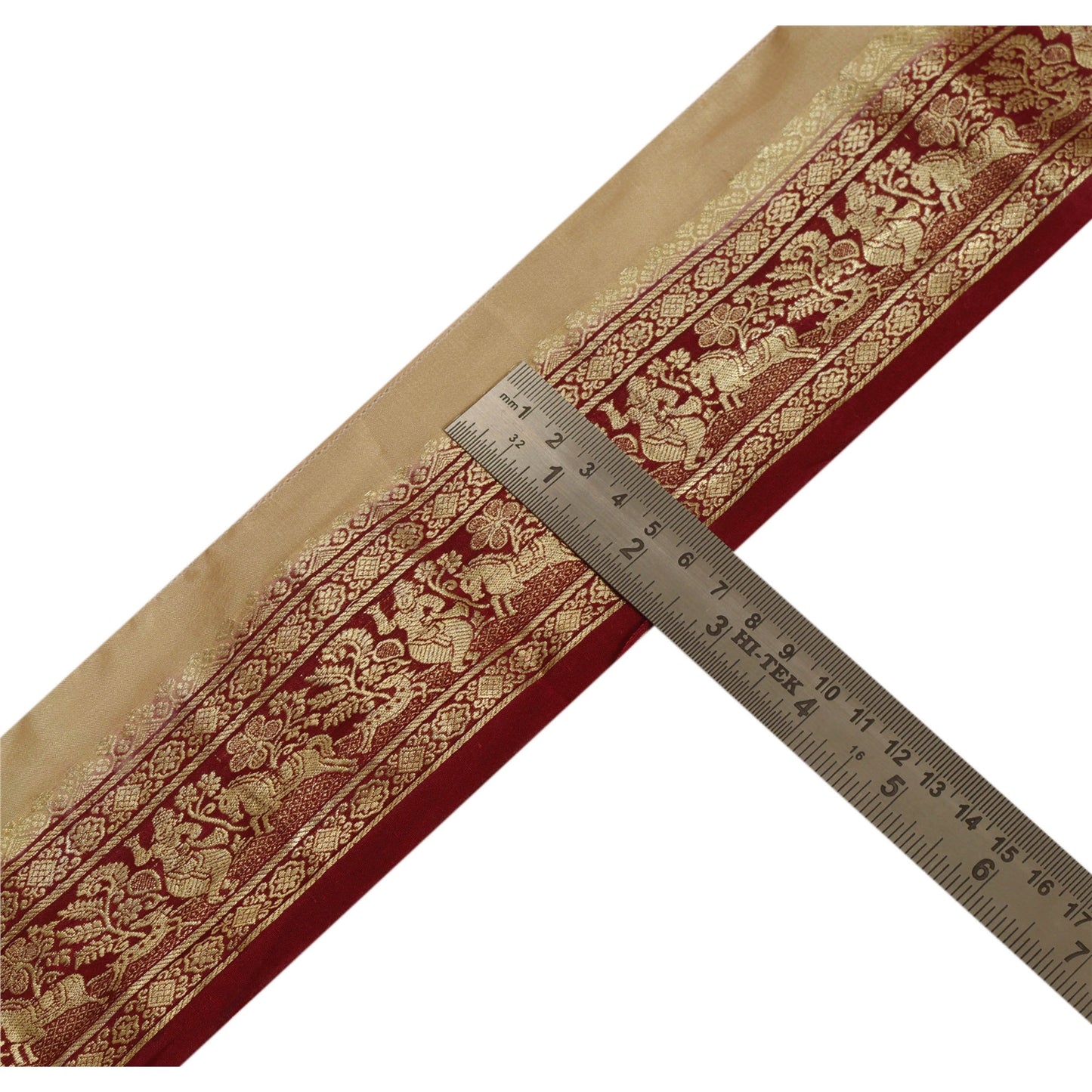 Sanskriti Vintage 2.5"W Brocade Banarasi Sari 1 Yd Border Craft Trim Sewing Lace