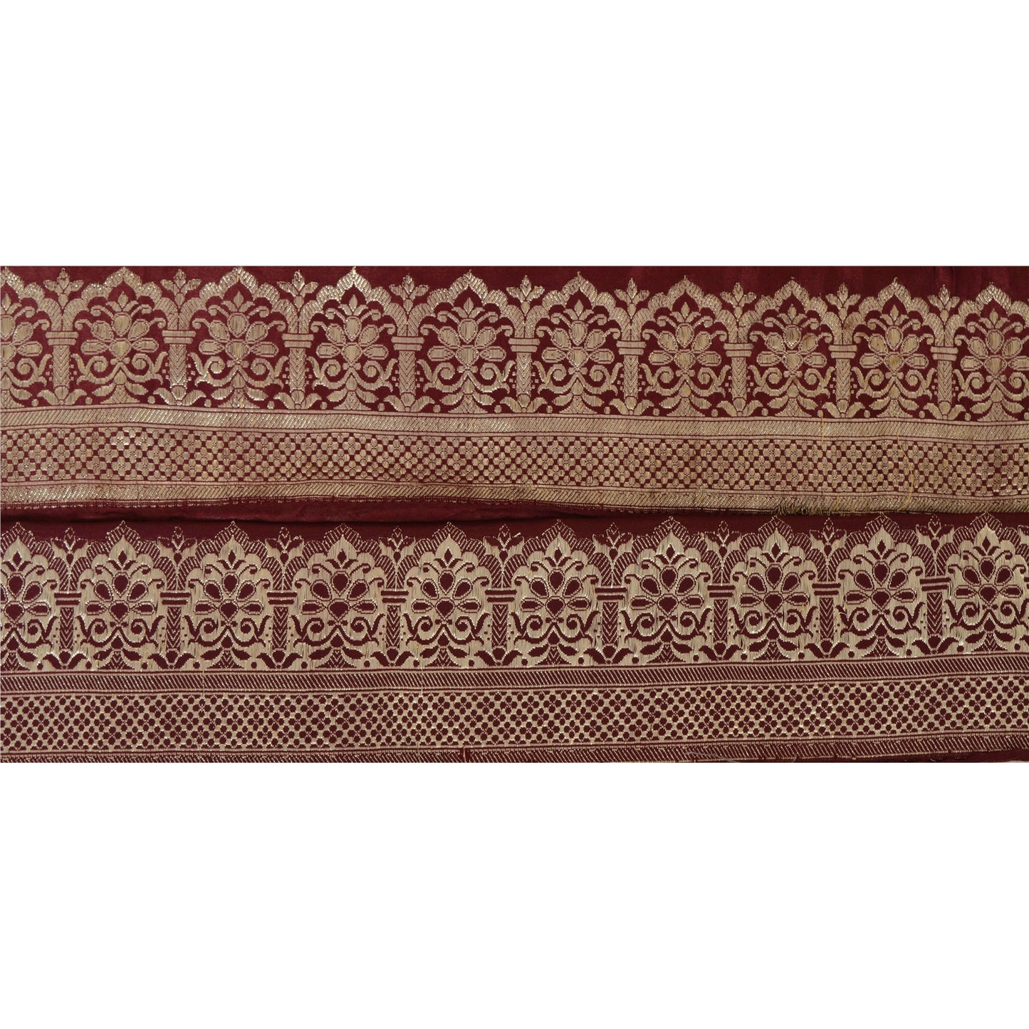 Sanskriti Vintage Brun Sari Kant 3,5" B Brokade 1 Yd Håndværkskant Syblonde