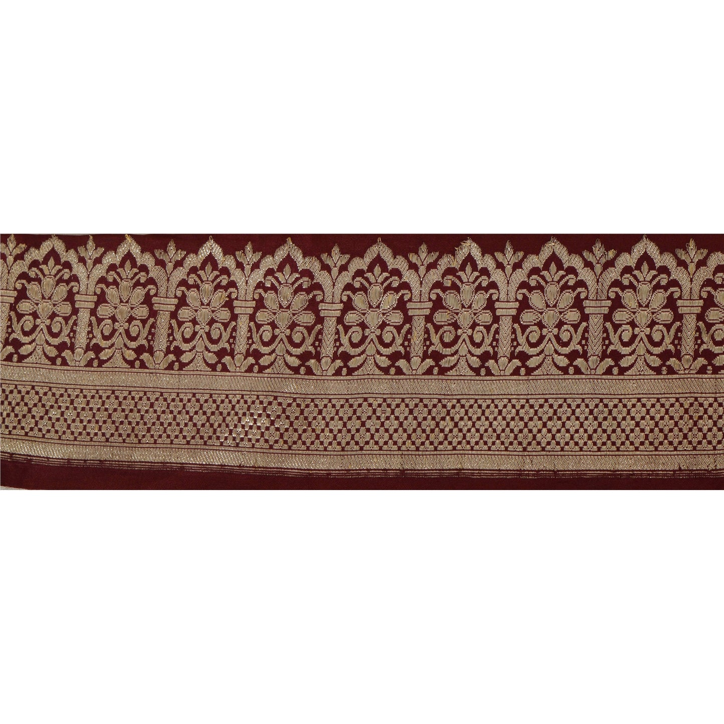 Sanskriti Vintage Brun Sari Kant 3,5" B Brokade 1 Yd Håndværkskant Syblonde