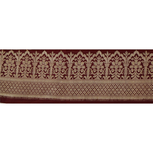 Sanskriti Vintage Brun Sari Kant 3,5" B Brokade 1 Yd Håndværkskant Syblonde