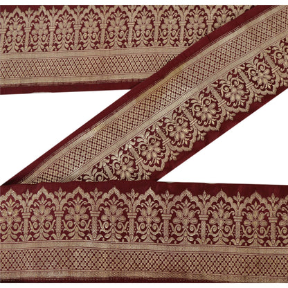 Sanskriti Vintage Brun Sari Kant 3,5" B Brokade 1 Yd Håndværkskant Syblonde