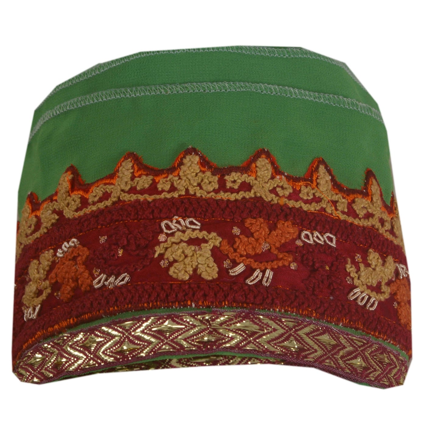 Sanskriti Vintage Sari Border 1 Yd Craft Green Trim Hand Beaded Sewing Lace