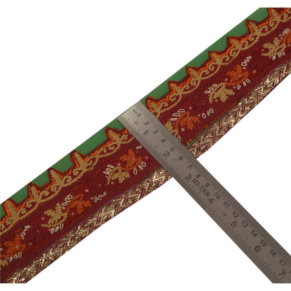Sanskriti Vintage Sari Border 1 Yd Craft Green Trim Hand Beaded Sewing Lace