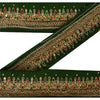 Sanskriti Vintage Green Sari Border Hand Beaded Craft Trim 1 Yd Kundan Lace