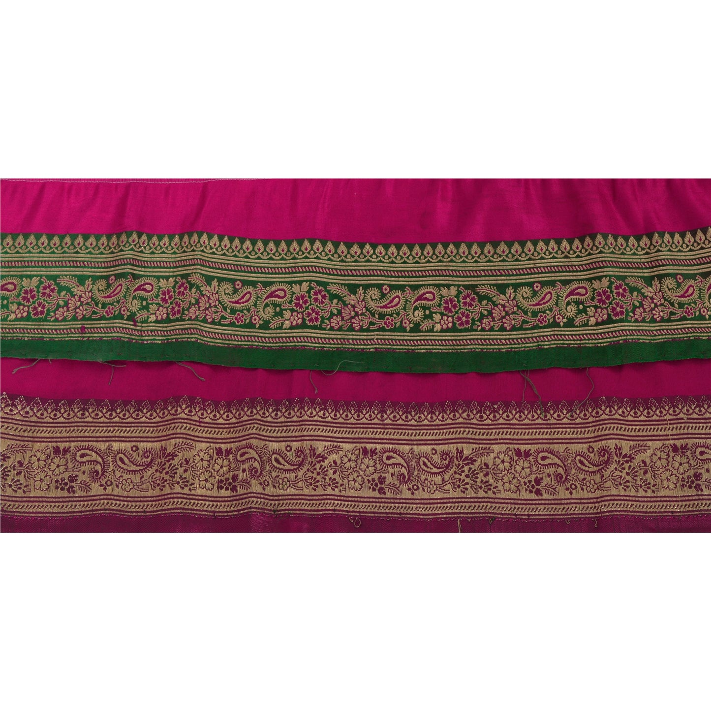 Sanskriti Vintage 1 Yd Trim Green Sari Border Woven Brocade Craft Sewing Lace