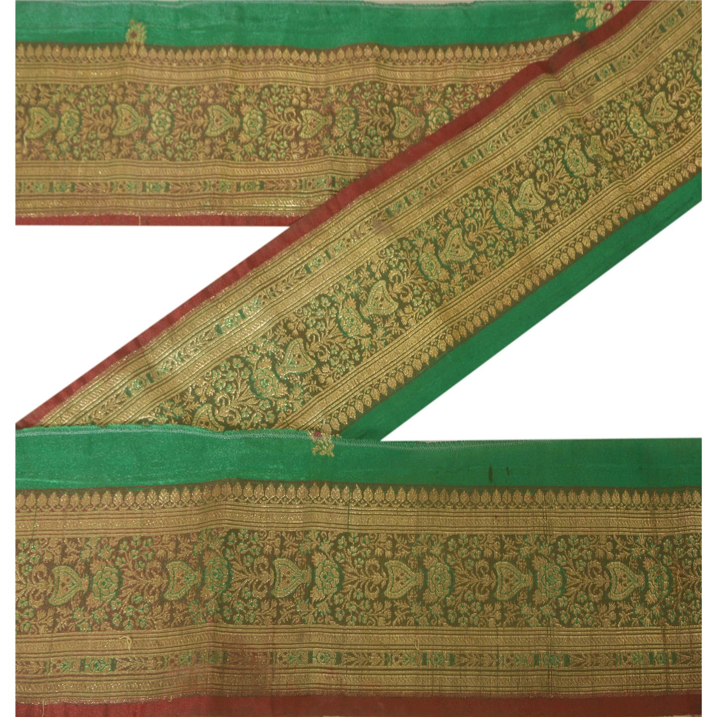 Sanskriti Vintage 4.5"W Sari Border Woven Brocade Craft Trim Sewing 1 Yd Lace