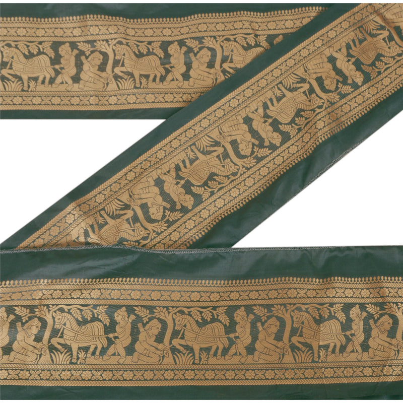 Sanskriti Vintage Mythological Sari Border 3.5"W Baluchari Craft Trim 1 Yd Lace