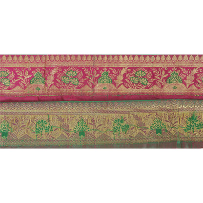 Sanskriti Vintage Pink Sari Border Brocade Craft 2.5"W Trim Sewing 1 Yd Lace