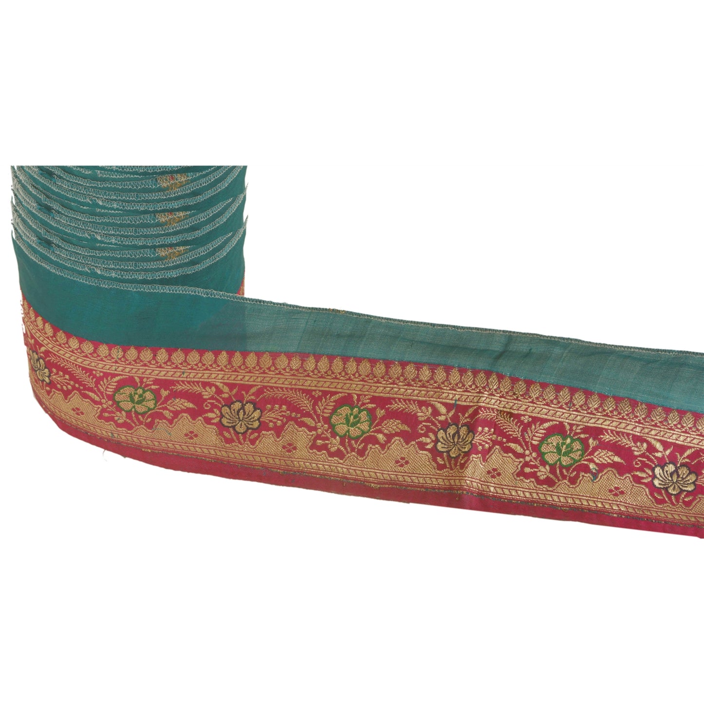 Sanskriti Vintage Pink Sari Border 2.2"W Brocade Craft Trim Sewing 1 Yd Lace