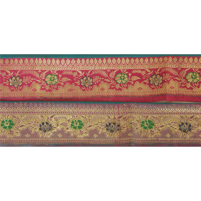 Sanskriti Vintage Pink Sari Border 2.2"W Brocade Craft Trim Sewing 1 Yd Lace