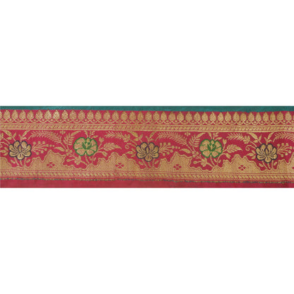 Sanskriti Vintage Pink Sari Border 2.2"W Brocade Craft Trim Sewing 1 Yd Lace