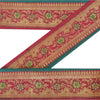 Sanskriti Vintage Pink Sari Border 2.2"W Brocade Craft Trim Sewing 1 Yd Lace