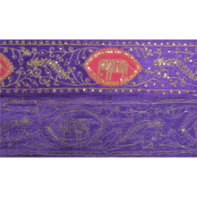 Load image into Gallery viewer, Sanskriti Vintage 7 YD Sari Border Hand Beaded Trim Sewing Craft Purple Lace
