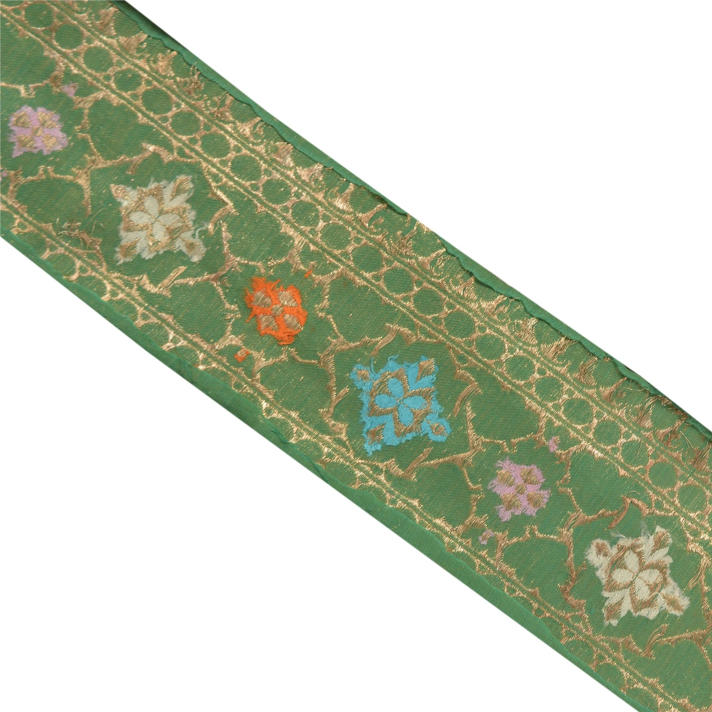 Санскрити Винтаж 1Yd Сари Кайма 4"W Парчовая Отделка Шитье Craft Зеленое Кружево